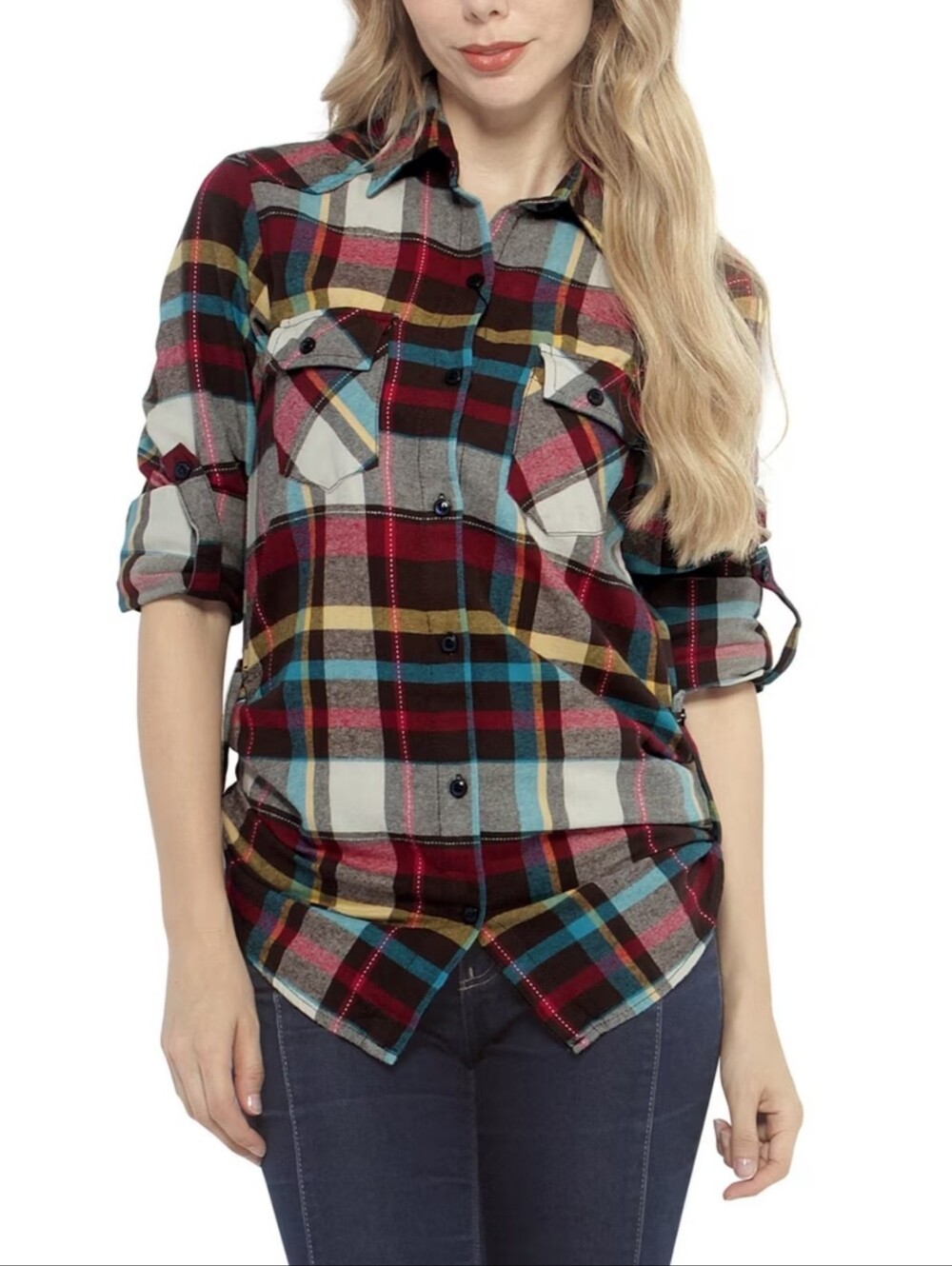 Matchstick Long Sleeve Plaid Flannel Multicolor Size M